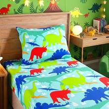 2-Piece Single Bed Sheet Set With Children's Prints - Blue Dino - View 4