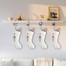Stocking Holders Mantles Set Of 4, Colorful Stocking Hangers Fireplaces, 4 Pack Non - Slip Stocking Hooks Mantle, Stocking, Wreath, Hat, Hook Party Decorations