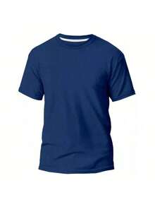 KIT 3 Basic Plain Men's T-Shirts 100% Cotton 30.1 - 白色+黑色+藏青色 - 查看 3