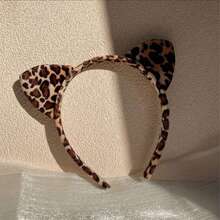 1pc Leopard Print Cat Ear Headband Costume Hair Accessory, Christmas/New Year Gift Halloween