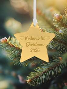 1pc Personalized Tree Star Ornament - 3 Styles, Customizable Text Christmas Star Ornament, First Christmas Gift, Unique Holiday Christmas Tree Ornament, Gift And Keepsake, Personalized Christmas Ornament, Customized Christmas Tree Decoration, Christmas Gift, Personalized Gift - Multicolor - View 9