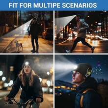 1顶带灯蓝牙针织帽，USB充电，内置6颗LED手电筒，无线耳机，男女通用，酷炫礼物，保暖冬季帽，适合滑雪、狩猎、露营、徒步、跑步、钓鱼等户外活动。 - 彩色 - 查看 4