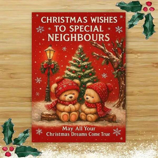 1pc "Special Neighbours' Christmas Wishes" Greeting Card With Envelope - Charming Holiday Card For Neighbours, Christmas Spirit, Showing Warmth To Them, Neighbour Holiday Gifts
