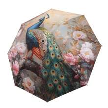 孔雀图案折叠伞,带防紫外线功能 - 8 杆钢架便携式户外遮阳伞,具备防紫外线功能,适合所有季节,是完美的旅行伴侣和女士礼物 - 手动开合,春夏之选,伴娘礼物,房间、卧室装饰,海滩,旅行,男女皆宜,度假,可爱小物,母亲节礼物,卧室装饰,花园,厨房装饰,夏季,海滩,旅行必备,房间装饰,软萌可爱,毕业季礼物 - 彩色 - 查看 4