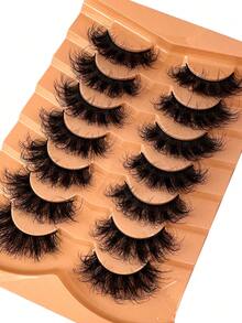 7 Pairs Faux Mink Eyelashes, Cat Eye Style, Natural Looking D-Curl Fluffy False Lashes, Naturally Thick & Fluffy Curly False Eyelashes, Dramatic Lashes Thick & Long 8D Curl Lasting Thick False Lashes To Lengthen And Volumize Eyes