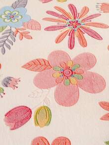 1pc Plush Floral Printed Blanket, Soft & Skin-Friendly, Multi-Size & Multi-Purpose, Suitable For Living Room, Sofa, Bedroom - Pink - View 3