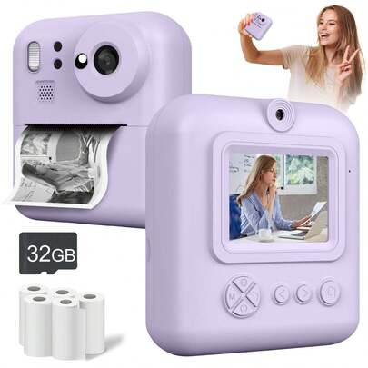 Instant Print Camera: Social Gift - Multi-Function Instant Camera & Portable Photo Printer, Prints 1080P High-Definition Photos/Videos In Seconds With Fun Filters, Perfect Gift For Travel, Christmas, Birthday - Ideal Gift For Men, Women, Couples And Friends (1300mAh Rechargeable Battery)