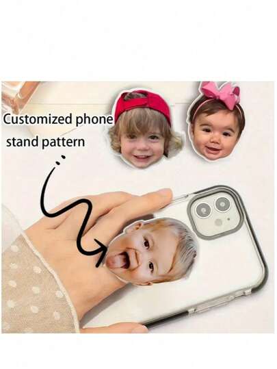 1pc Customizable 360° Rotating Phone Air Cushion Stand - Adjustable Acrylic Desktop Holder, Personalized With Photos (Cartoon, Stars, Pets), Transparent, Essential For Video Calls & Online Learning, Lightweight & Portable, Creative Gift, Fashionable Work/Study Accessory