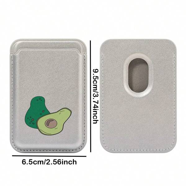 1pc Avocado Pattern Black/White/Silver/Brown/Pink PU Leather Wallet Card Holder Magnetic Phone Case Compatible With IPhone 17/16/15/14/13/12/11, Magnetic Wallet Card Holder Phone Accessory
