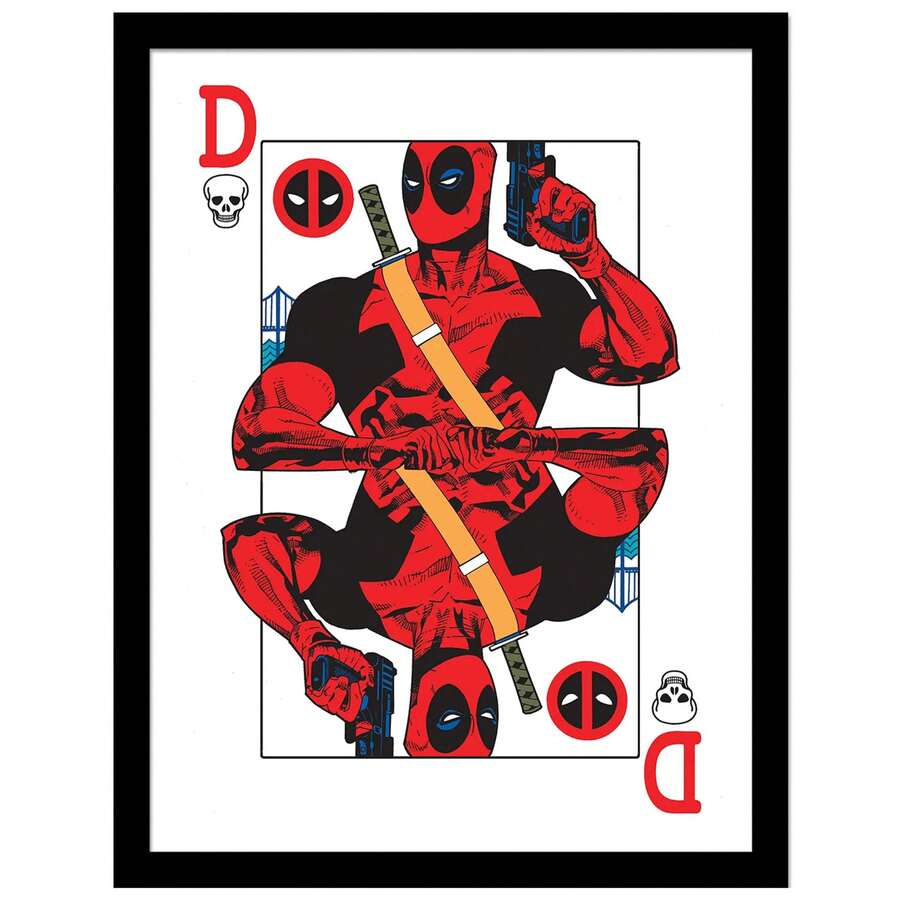 Marvel Playing Card Framed Poster (White/Red/Black) - 100% Mixed - (PM8466) - Black - View 1