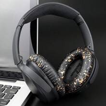 SoloWIT Almohadillas para 35 (QC35) & Quiet Comfort 35II (QC35) Auriculares, Espuma de Alta Densidad y Cuero Proteico - Oro Negro - Ver 2