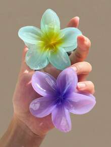 Bộ 2 kẹp tóc/1 kẹp tóc nữ màu xanh dương và tím ombre hình hoa lớn 7.3cm/2.87in, chất liệu nhựa nhẹ, thời trang, đa năng, cao cấp, thanh lịch, tối giản, màu trơn, phù hợp cho sử dụng hàng ngày, thường ngày, dự tiệc, đi làm, đi biển, tắm, trang điểm, phối đồ, phụ kiện tóc mùa đông, kẹp tóc mùa hè. - Nhiều màu - Xem 5