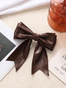 1pc Minimalist PU Leather Bowknot Hair Clip, Daily & Party Accessory, Gift For Girlfriend, Cute Accessories, Claw Clips