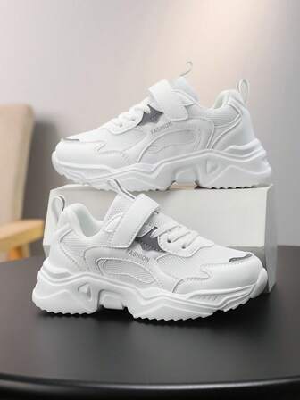 1双时尚儿童运动鞋，春秋新款透气网面男童鞋，柔软防滑女童休闲白色运动鞋，舒适百搭学生校园鞋