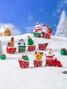 3sets Creative Mini Christmas Train&Snowman&Elk&Small Animal Small Ornaments,DIY Christmas Micro Landscape Decoration,For Doll House Accessories,Micro Christmas Decoration,Christmas Gifts,Christmas Crafts,Mini Figures,Mini Gifts,Mini Resin Animals,Elf On The Shelf Accessories,Mini Stuff,