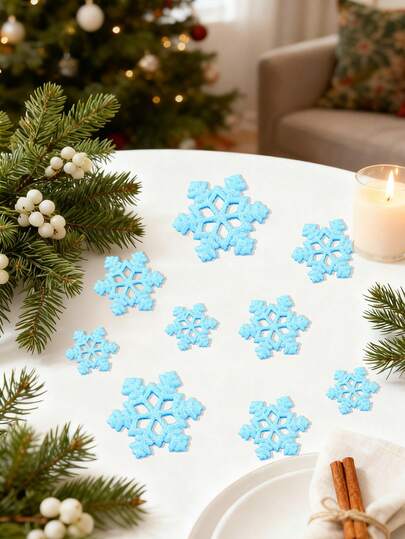 30 pezzi Piccoli fiocchi di neve per artigianato, fiocchi di neve in plastica glitterata bianca mini per decorazioni natalizie e feste invernali, decorazioni fai-da-te - 3 dimensioni diverse