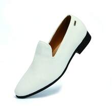 UUBARIS Men's Dress Loafers, Tuxedo Formal Shoes, Black Slip-On Leather Shoes, Classic & Comfortable, Durable, Perfect For Weddings, Parties, And Business Events - 白色 - 查看 6