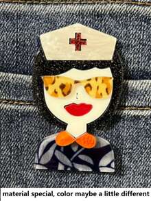 1pc Cartoon Nurse Girl Acrylic Brooch, Creative Fashion Accessory Brooch For Women Jewelry Costume Accessories Bag Charms Office Accessories