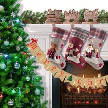 Stocking Holders Mantel, 4pc Holiday Stocking Hangers, Snowflake Snowman Reindeer Tree Stocking Hook Set, Alloy Weighted Non - Skid Stocking Hook Xmas Fireplace Decor