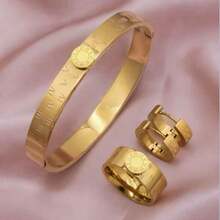 4pcs/Set New Round Roman Numeral Bracelet, Stainless Steel Enamel Bangle, Ring, Earrings Jewelry Set, Suitable For Women To Wear On Occasions Like Parties Or As Gifts For Friends