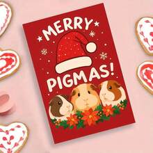 1pc "Guinea Pig - Themed Merry Pigmas" Greeting Card With Envelope - Charming Holiday Card For Pals, Christmas Spirit, Showing Warmth To Her/Him, Pal Christmas Gifts - Multicolor - View 2