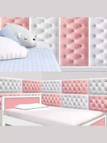 35cm*70cm 3D Embossed Foam Wallpaper With Imitation Leather Grain, Soft And Textured(Thickness 0.4cm/0.16in), Self-Adhesive Foam Wall Sticker, Reusable And Cuttable, Bedroom Decorative Background, Soundproof And Thickened Wall Covering, Bedside Soft Package, Waterproof, Moisture-Proof, Dust-Proof And Collision-Proof Sticker