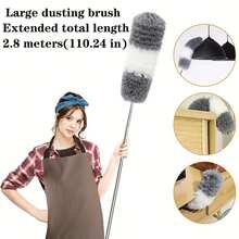1 Set ausziehbarer, extrafein fasriger Staubwedel, wiederverwendbar, waschbar, biegsam mit teleskopischem Griff, geeignet für Zuhause und Büro - ideal zum Reinigen von Deckenventillatoren, Fenster und Möbeln. Extrafein faseriger ausziehbarer manueller Staubreiniger für Klimaanlage, Federn, Auto und Möbel zu Hause