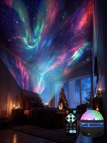 1pc Northern Lights LED Projector Night Light, USB Powered Multi Colour Northern Lights Light Projector With Remote Control, Adjustable Brightness, Bedroom Decoration LED Lights For Party, Bedroom Ambience Decoration, Perfect Gift Choice
