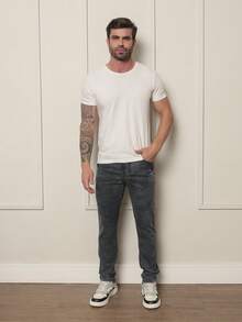 Men's Premium Jeans With Lycra Elastane Stretch Slim Fit Skinny - 深灰色 - 查看 5