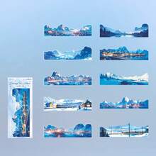 have a good day 10 件/包复古风景装饰贴纸、创意美学贴纸、DIY 剪贴簿工艺材料、节日礼物、个性化文具用品