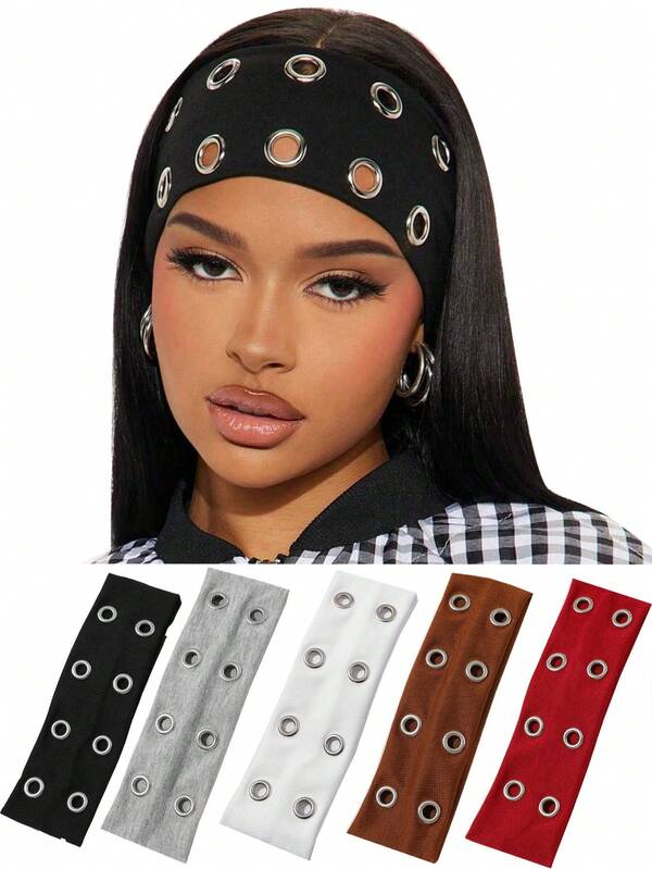1 Stück Damen Cut Out Kreisförmiger Elastischer Haarreif Y2K Mode Punk Haarreif Elastisch Yoga Sport Haarreif Mit Ösen Design Geeignet Für Retro Mode Accessoires Für Mädchen Frauen Festivals Straßen Und Täglichen Tragen Winter Schal Warme Haarbänder Frauen Bandanas Winter Haarzubehör