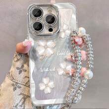 JURSUE 可爱时尚美学防震带镜头保护软手机壳带相机镜头保护膜适用于 17 Air 16 15 13 12 11 Pro Max Ip 14 Plus 适合女性女孩四叶草 MZ5044 - 無色 - 查看 1