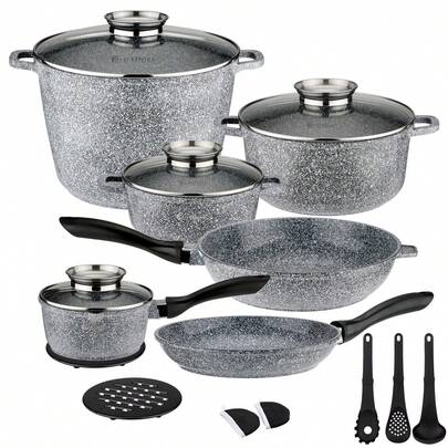 ELITEHOFF Zestaw Garnków Stalowych Premium Garnki Komplet 12 EL PROMO