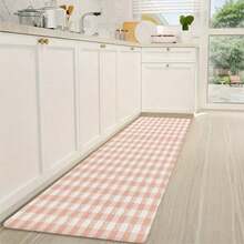 Pink And White Gingham Kitchen Mat, Non-Slip Washable Floor Runner, Soft Absorbent Carpet For Kitchen, Dining Room, Entryway - Ideal For Home Decor, Easy To Clean And Durable - Nhiều màu - Xem 2