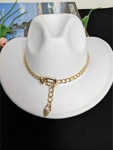 1pc Simple & Elegant Square Buckle Chain Strap, Versatile Felt Hat, Fedora, Daily Hat Accessory