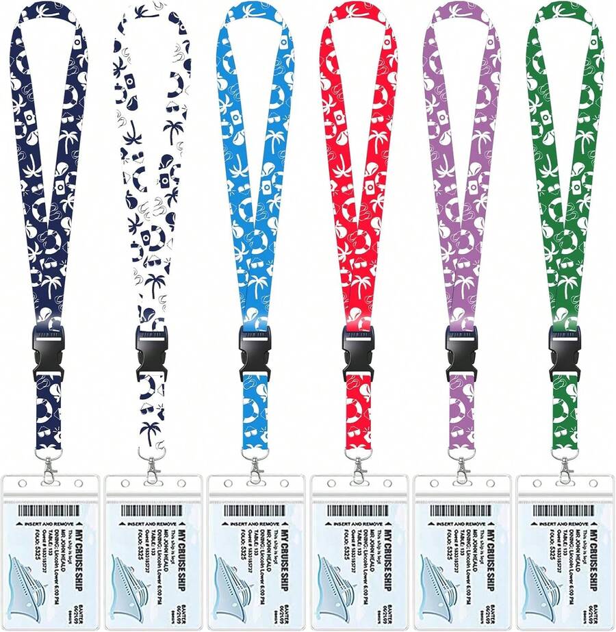 B - 6 Pcs Waterproof Lanyards With Detachable Buckle & ID Badge Holder For Cruise Ship Key Cards & Essentials,23417828