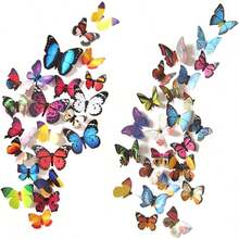 43 PCS Butterfly Wall Decor Plastic Butterflies Sticker Waterproof Removable Reusable Mural Wall Decals For Home Room Bedroom Nursery Party Decorations - Ideal For ' Rooms Wedding Parties And Living Spaces With Easy Application And No Residue
