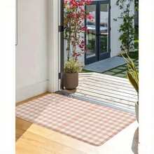 Pink And White Gingham Kitchen Mat, Non-Slip Washable Floor Runner, Soft Absorbent Carpet For Kitchen, Dining Room, Entryway - Ideal For Home Decor, Easy To Clean And Durable - Nhiều màu - Xem 5