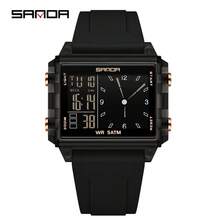 SANDA SANDA Men Women Watch Digital Sport Fashion Wristwatch Top Brand Luxury Multifunction Alarm Date Week Stopwatch EL Light Function Waterproof Electronic LED Original Male Lady Clock Gift 2198