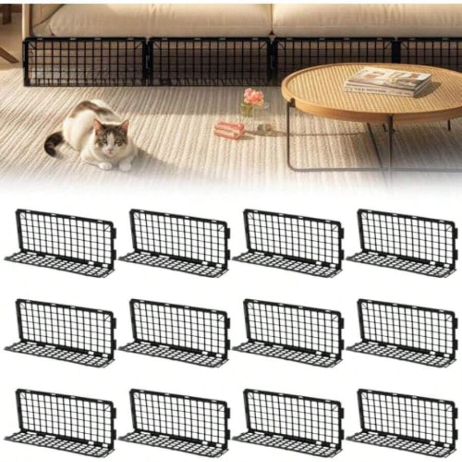 Ssumght Under Couch Blocker Under Bed Blocker For Pets Toys Barrier 12 Pack Furniture Couch Guards Bumper For Stopping Cats Dogs From Getting Under Sofa Gap 37 * 17cm Total Length 442cm