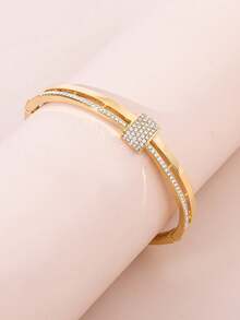 Nuevo conjunto de pulsera y anillo de cobre con incrustaciones de circonita de estilo europeo multicapa y gota de agua