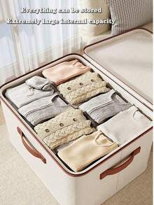 Storage Box With Zipper Lid, Storage Box With Lid, Foldable And Washable Wardrobe Organizer Container With Handles, Suitable For Organizing Clothes, Books, Documents,Gifts For Women,Christmas Gifts,Gift Ideas For Women - Multicolor - View 7