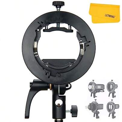 Godox S2 Flash Bracket Bowens Mount Holder For Godox AD200Pro AD200 AD400Pro V1 Series V860II Series TT685 Series TT350 Speedlite And Snoot Series Softbox Reflector Diffuser
