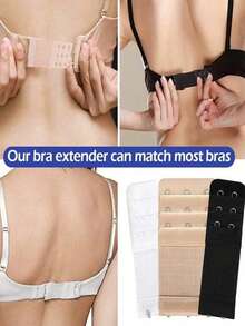 Juego de 3 extensores de tirantes de sujetador con 2 ganchos, tirantes de sujetador ajustables y cómodos, aspecto sin sujetador, accesorios de lencería y ropa interior para mujeres, extensores de sujetador suaves y ajustables, color blanco y beige - Diseño cómodo de 2 ganchos, soporte mejorado, tela de poliéster transpirable, perfecto para uso casual o viajes, accesorios cómodos para sujetador, extensores elásticos ajustables para sujetador para mujeres, accesorios de lencería suaves