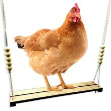 Natural Wooden Bird Swing Toy With Beads - Heavy-Duty Hanging Perch & Chewing Activity For Parrots, Chickens, Roosters - Applewood Construction, Beads For Mental Stimulation & Beak Health - Ideal For Large Birds, Pet Birds, Farm Animals - Cage/Aviary Decor, Rustic Design, Durable Construction