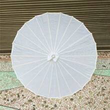 Paraguas de bambú blanco para decoración fiestas bodas estilo chino accesorio event decorativo fotografía tradicional accesorio mesa artesanía - Blanco - Ver 12