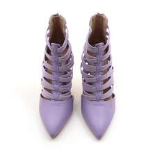 lunryet Women's Platform Heel Dance Boots Peep Toe Latin Salsa Ballroom Ankle Dance Shoes TINA-10 - LAVENDER - 查看 11