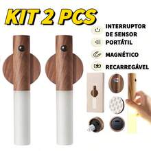 Intelligent Night Light Human Body Induction, Rechargeable LED Corridor Cabinet Wall Light, Household Bathroom Wall Induction - Gỗ óc chó-Acrylic*2 - Xem 1