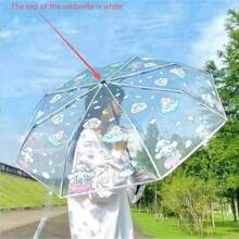 Sanrio 1PC Sanrio Cartoon Hello Kitty, Kulomi Transparent Folding Umbrella, A Must-Have Decoration For Rainy Days. Non Automatic Parachute And Large Face Hello Kitty Automatic Version, Thick And Rain Resistant, Lightweight, Compact And Easy To Carry A Must-Have For The Whole Year