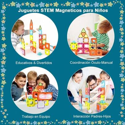 93 Piezas de Bloques de Construcción Magnéticos 3D con Luces, Bloques de Construcción Magnéticos Juego Educativo Imanes, Juguetes Educativos Creativos Pista STEM Adecuada para Canicas con Bolas Brillantes Regalo para Niños y Niñas